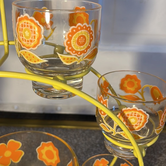 Vintage MCM Culver Ferris Wheel Barware 6 Glasses/Icebucket Glassware Retro Mod - Picture 2 of 7